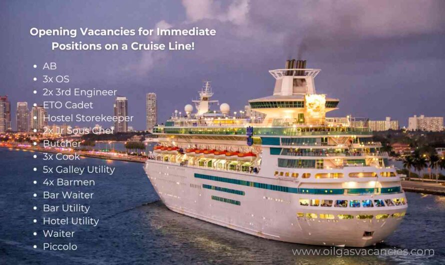 Opening Vacancies for Immediate Positions on a Cruise Line!